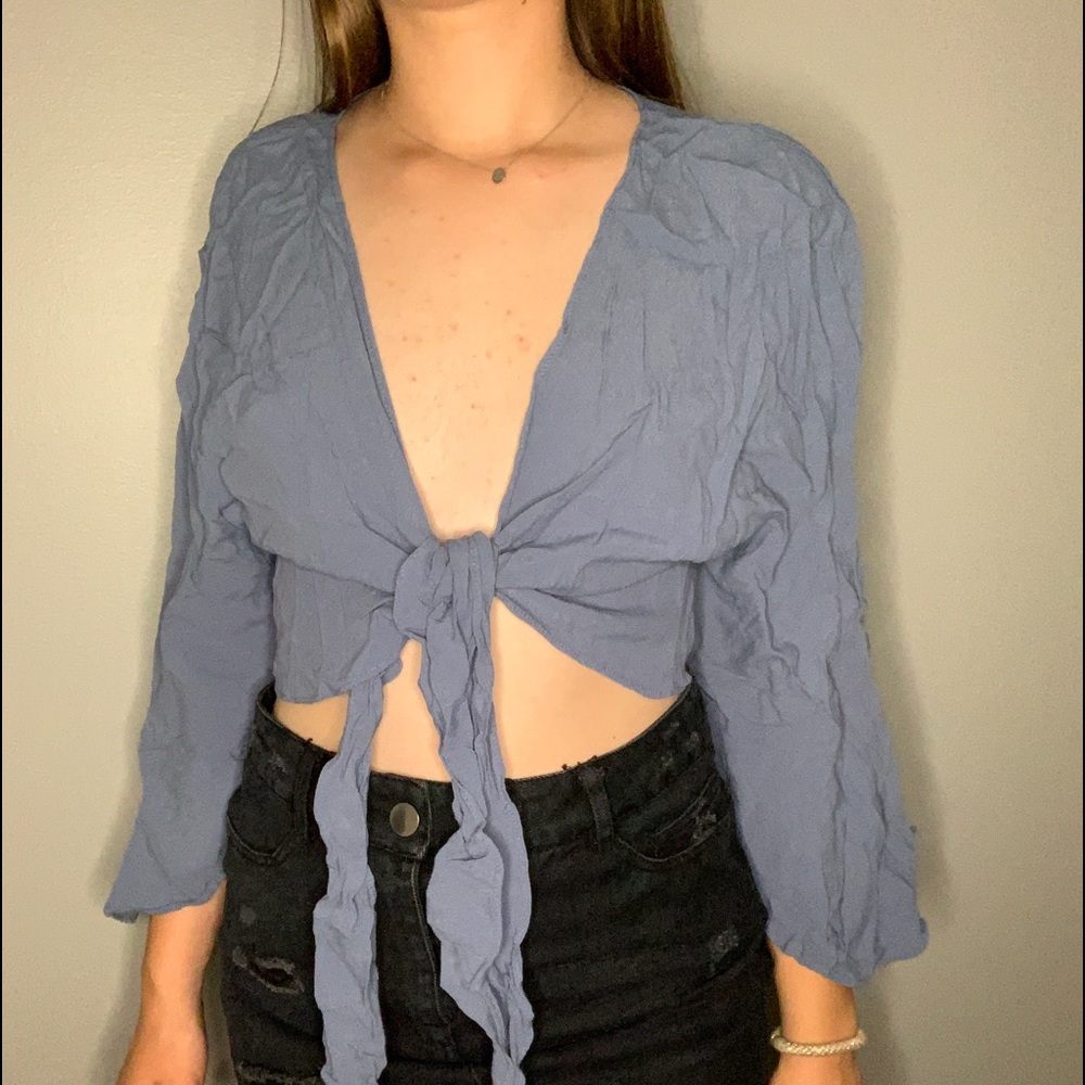 Blue tie top